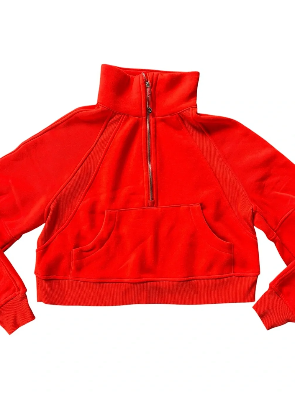Orange Half-Zip Funnel Neck Women's Sweatshirt